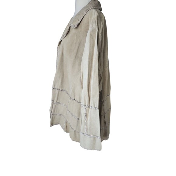 Outbrook Suede Jacket Women's Size 3X Crochet Patchwork Boho Cottage Tan Hippie - Picture 3 of 9